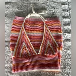 Princess Polly Dress; Size S/M; in pink, orange, and white